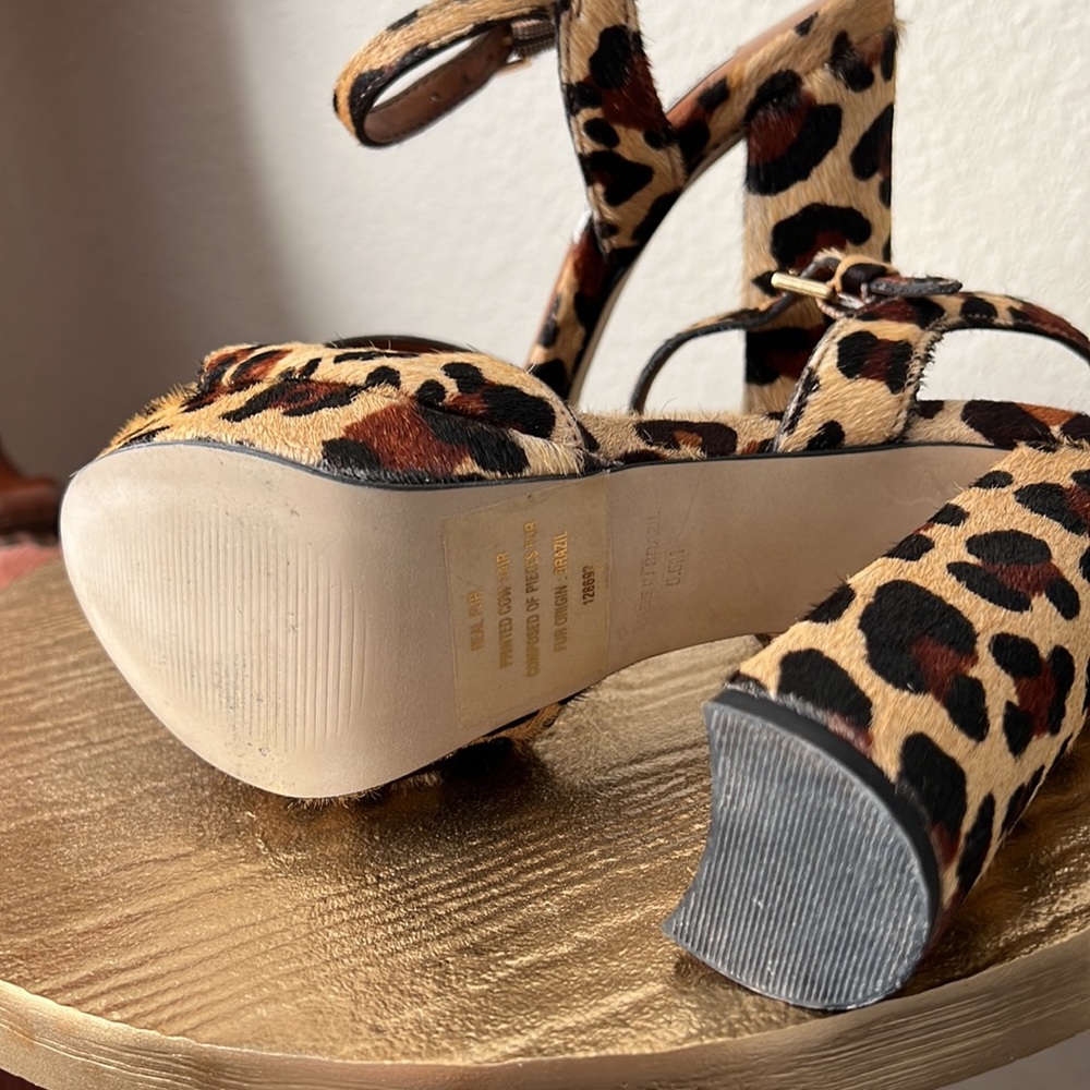 Steve Madden Kierra leopard print fur heel sandals, size 5.5 womens - Picture 8 of 10